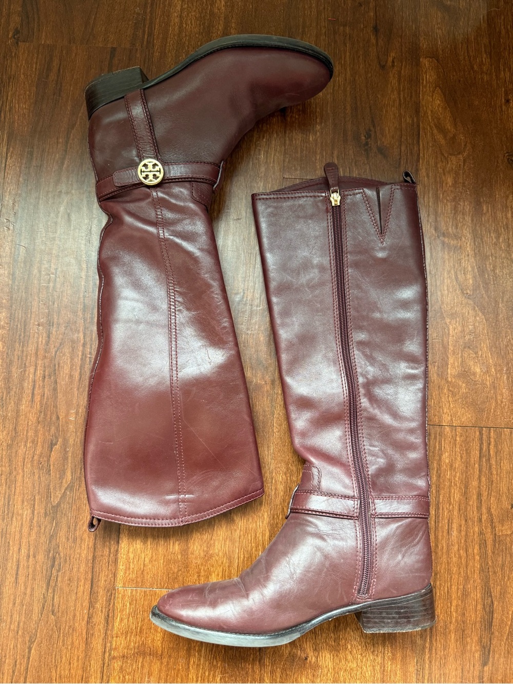 Tory Burch Bristol Riding Boots - Burgundy Sz 7